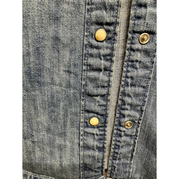 Y2K Abercrombie & Fitch Denim Button Up Shirt โ Snap Closure Western Style (S) - Picture 2 of 10